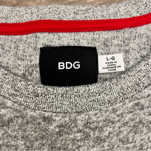 BDG Gray and Red Crewneck Sweater with Contrast Trim - Picture 2 of 6